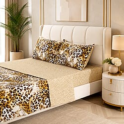 LIVMORE Set of 4 - Printed Duvet Cover Set - Inc. Duvet Cover Fitted Sheet & 2 x Pillowcase