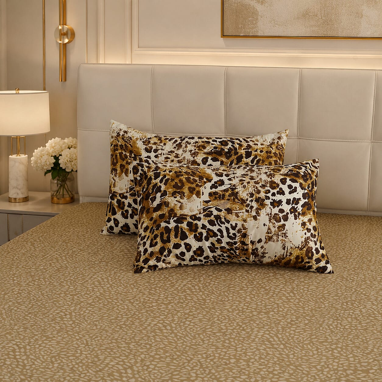LIVMORE Set of 4 - Printed Duvet Cover Set - Inc. Duvet Cover Fitted Sheet & 2 x Pillowcase