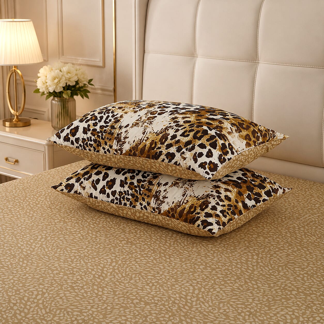 LIVMORE Set of 4 - Printed Duvet Cover Set - Inc. Duvet Cover Fitted Sheet & 2 x Pillowcase