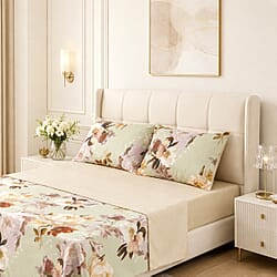 LIVMORE Set of 4 - Printed Duvet Cover Set - Inc. Duvet Cover Fitted Sheet & 2 x Pillowcase