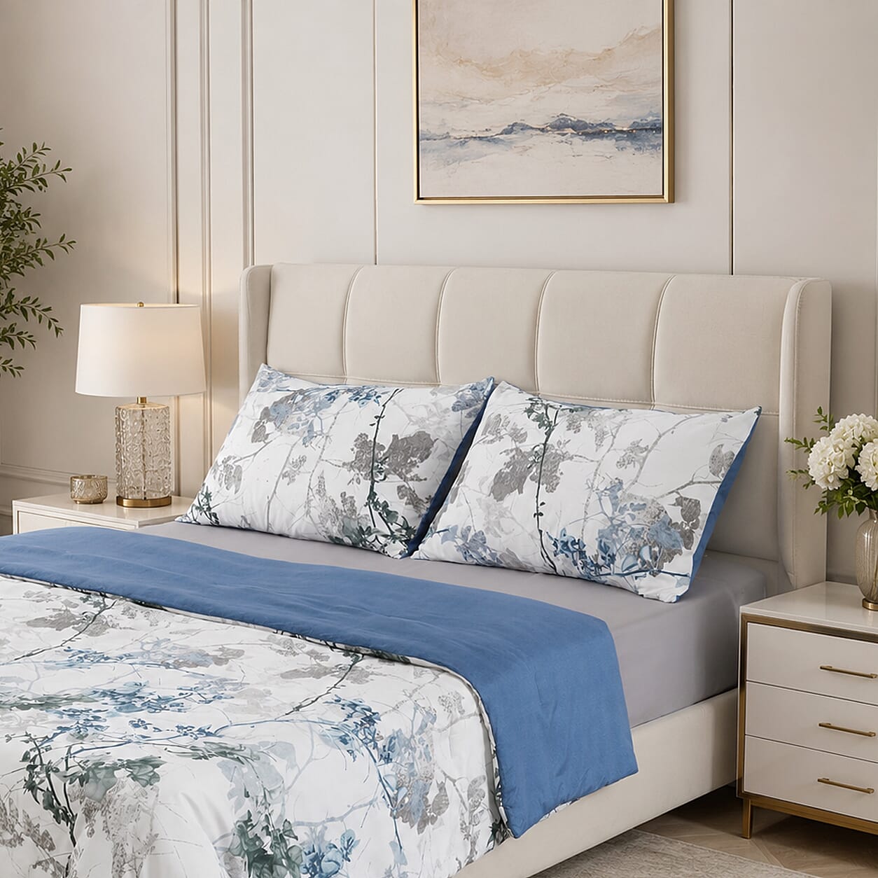 LIVMORE Set of 3 - Printed Comforter with 2 Pillowcases