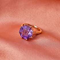 D'Joy Rose De France Amethyst Solitaire Ring in Rose Gold Plated Sterling Silver 6.40 Ct.