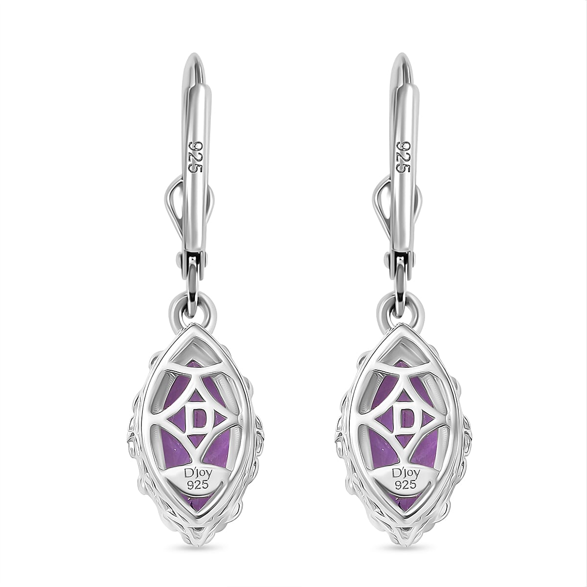 D'Joy AAA Rose De France Amethyst Solitaire Earring with Lever Back in Rose Gold Plated & Platinum Overlay Sterling Silver 3.44 Ct.