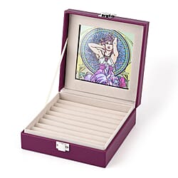 LIVMORE Multi-Slot Ring Storage Box with Suncatcher Glass Window (15.5 x 15.5 x 5.5 cm) - Blue