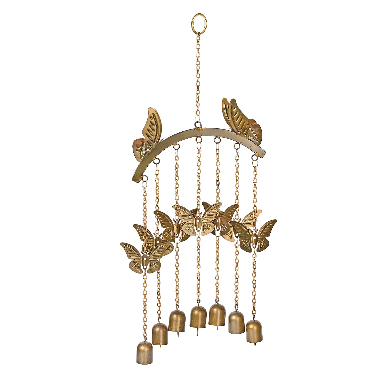 Handmade Iron Butterfly With Bells Wind Chime (51 cm) - Golden