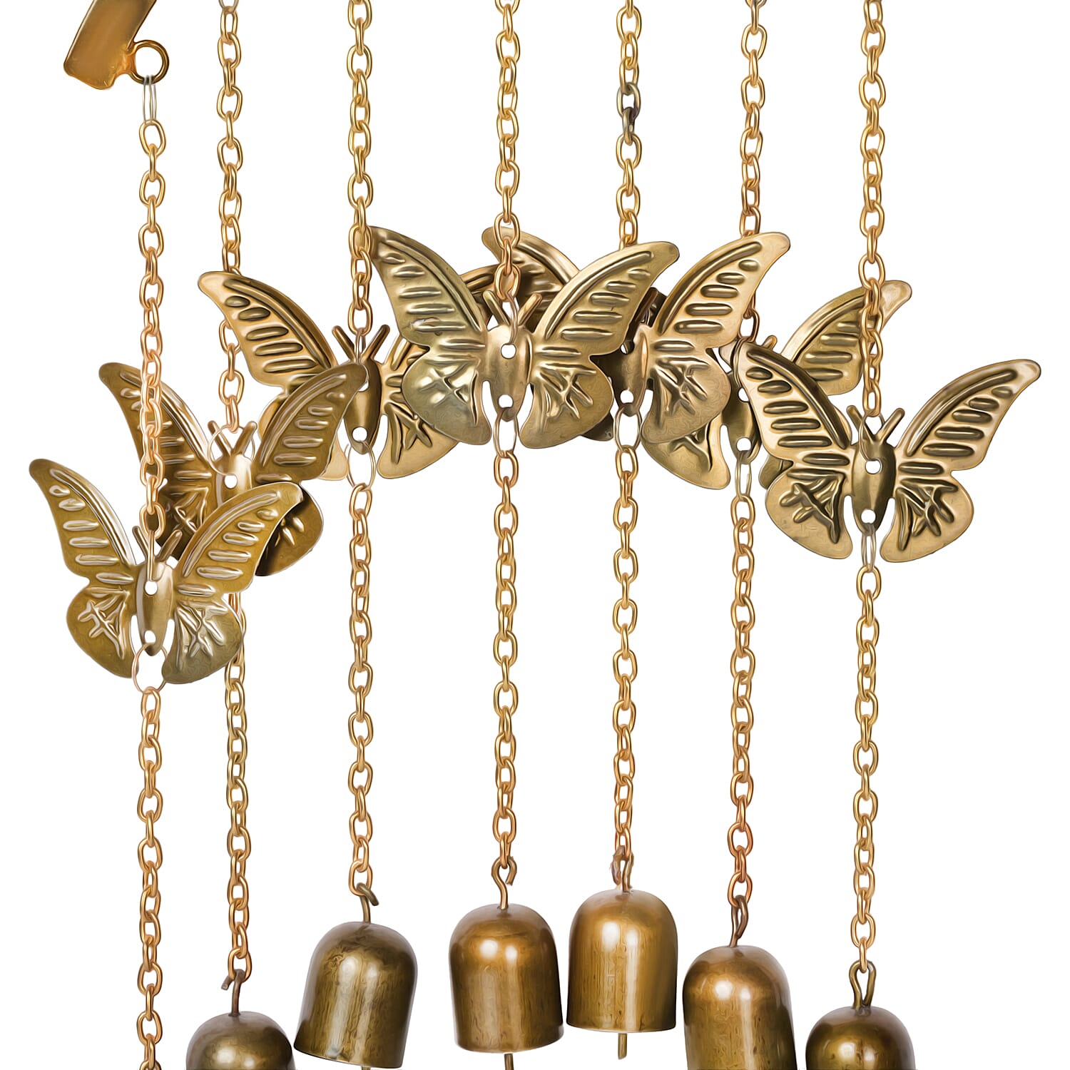 Handmade Iron Butterfly With Bells Wind Chime (51 cm) - Golden