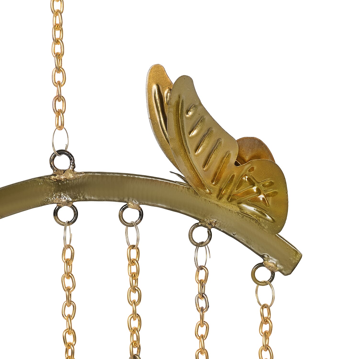 Handmade Iron Butterfly With Bells Wind Chime (51 cm) - Golden