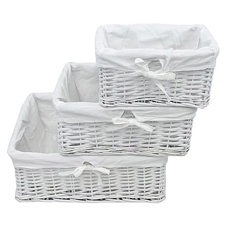 Set of 3 Square Basket - White