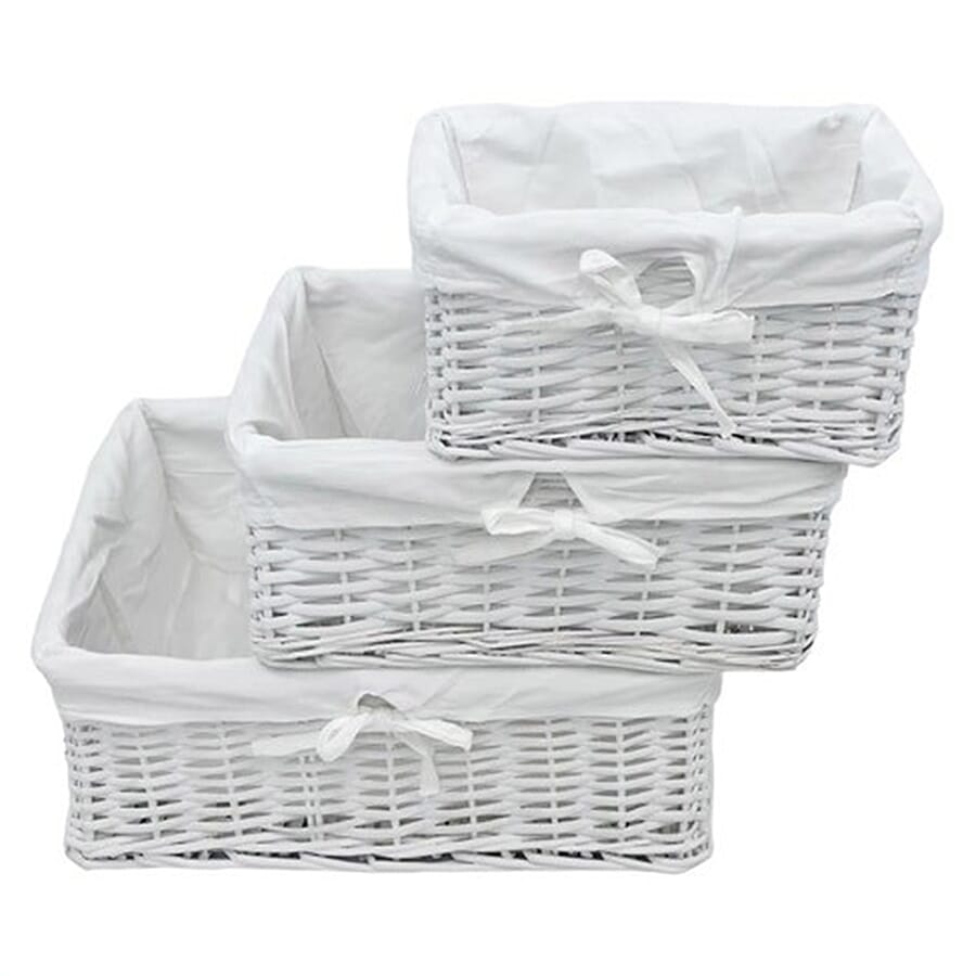 Set of 3 Square Basket - White
