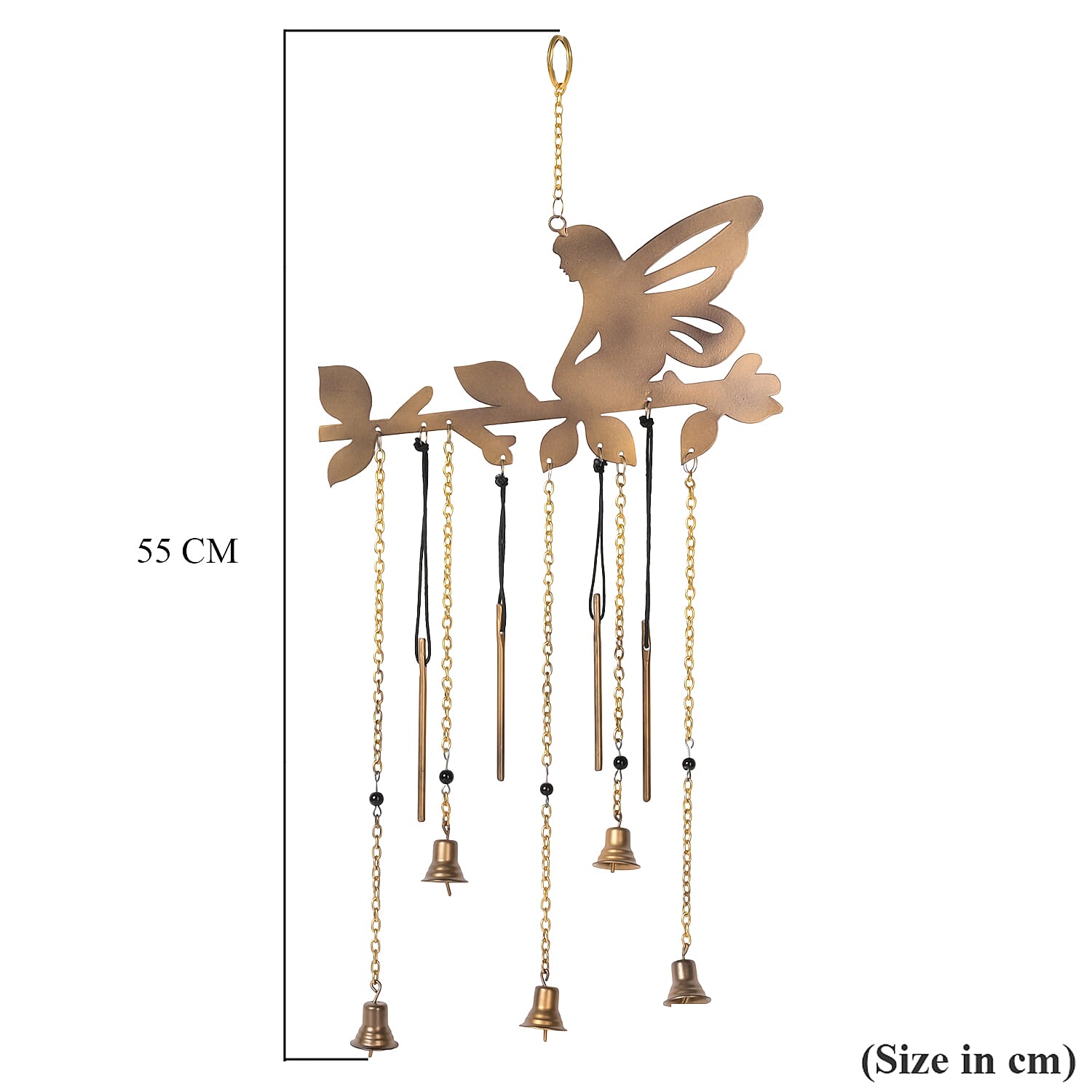 Handmade Iron Fairy Wind Chime (51 cm) - Golden