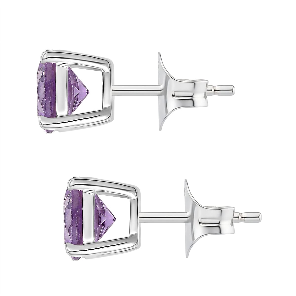 AAA Rose De France Amethyst Solitaire Stud Push Post Earring in Platinum Overlay Sterling Silver 2.35 Ct.