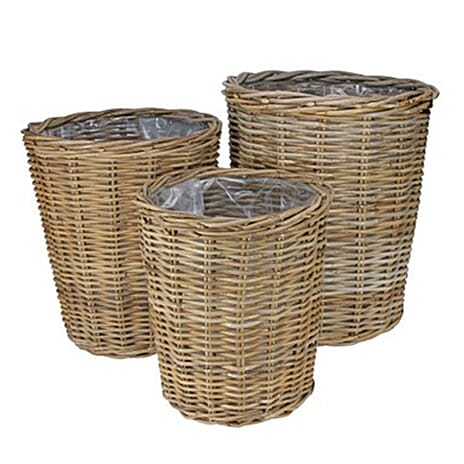 SET OF 3 Home Storage Cylinderical Basket - wood