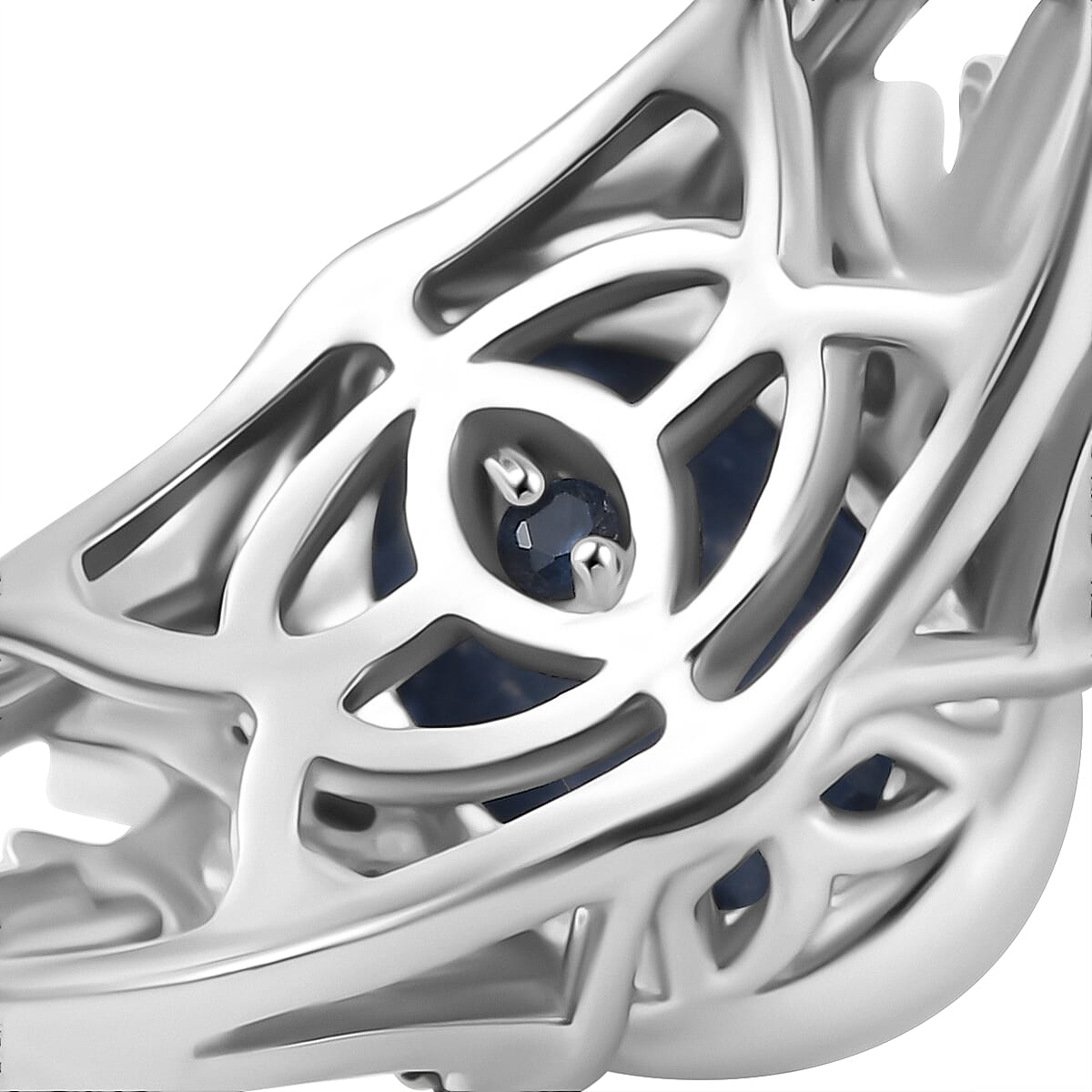 GP Kyanite, White Zircon, Kanchanaburi Blue Sapphire Fancy Ring in Rhodium OverlaySterling Silver  1.804  Ct.