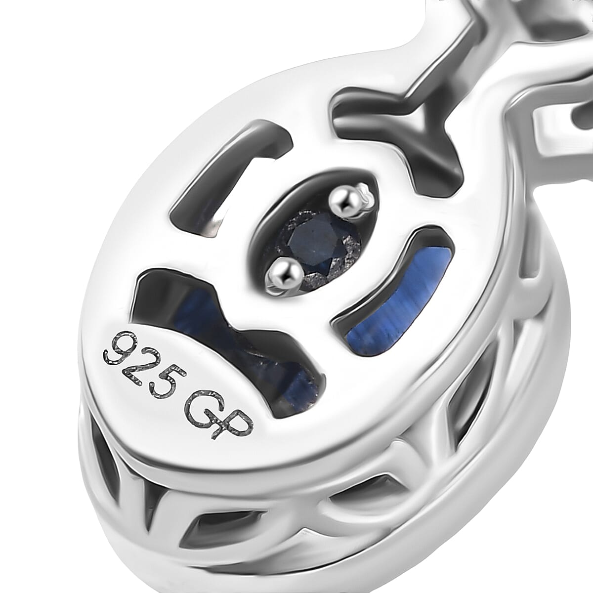 GP Natural Kashmir Kyanite, White Zircon & Kanchanaburi Blue Sapphire Stud Push Back Earring in Rhodium & Yellow Gold Plated Sterling Silver 2.26 Ct.