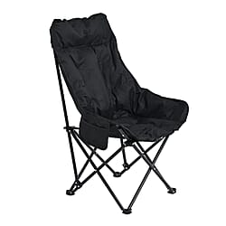Heavy Duty Padded Foldable Oxford Cloth Camping Chair (90x46x46cm) - Black