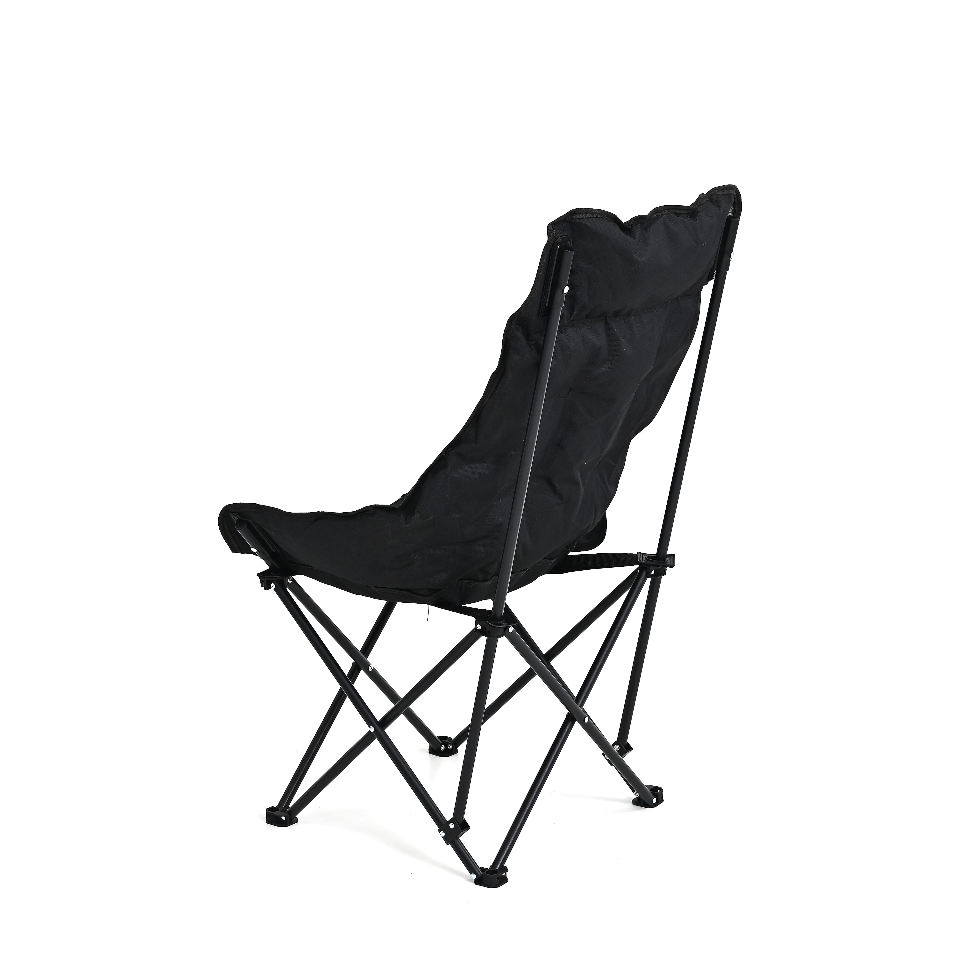 Heavy Duty Padded Foldable Oxford Cloth Camping Chair (90x46x46cm) - Black