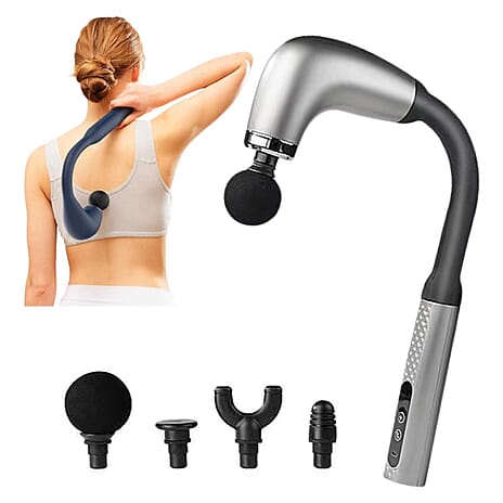 Electric Fascia Massager Body Relaxation Trigger Point Massage Device with 5 Interchangable Heads - Grey