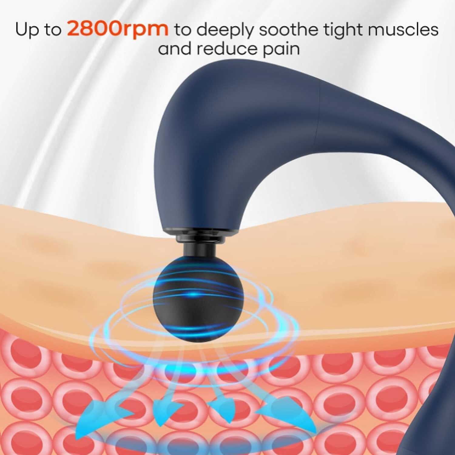 Electric Fascia Massager Body Relaxation Trigger Point Massage Device with 5 Interchangable Heads - Grey