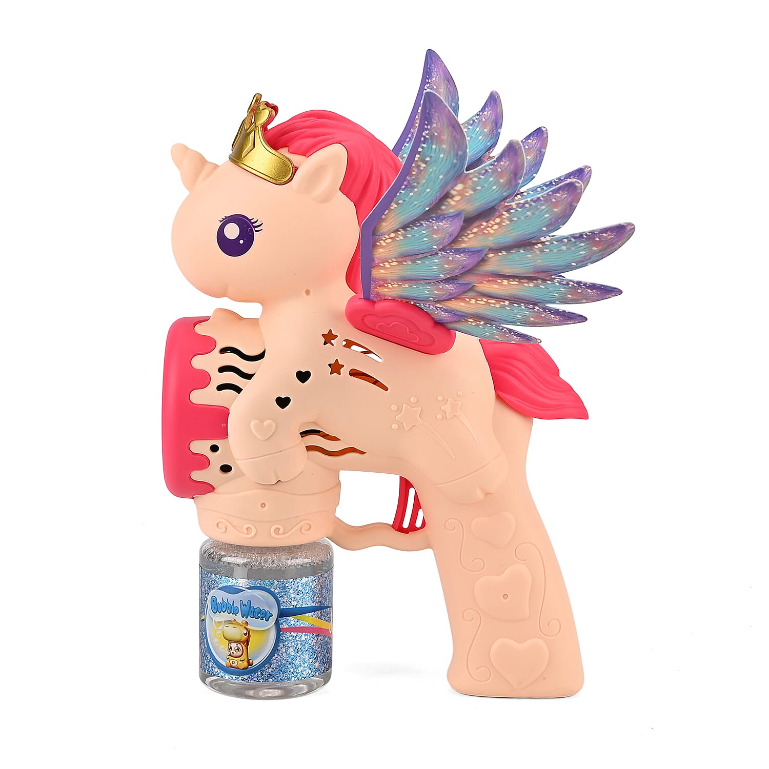 Big Flying Horse Bubble Blaster Powered By 4xAA Battery (Not Incl.)  and 90mL Bubble Fluid - Pink & Peach