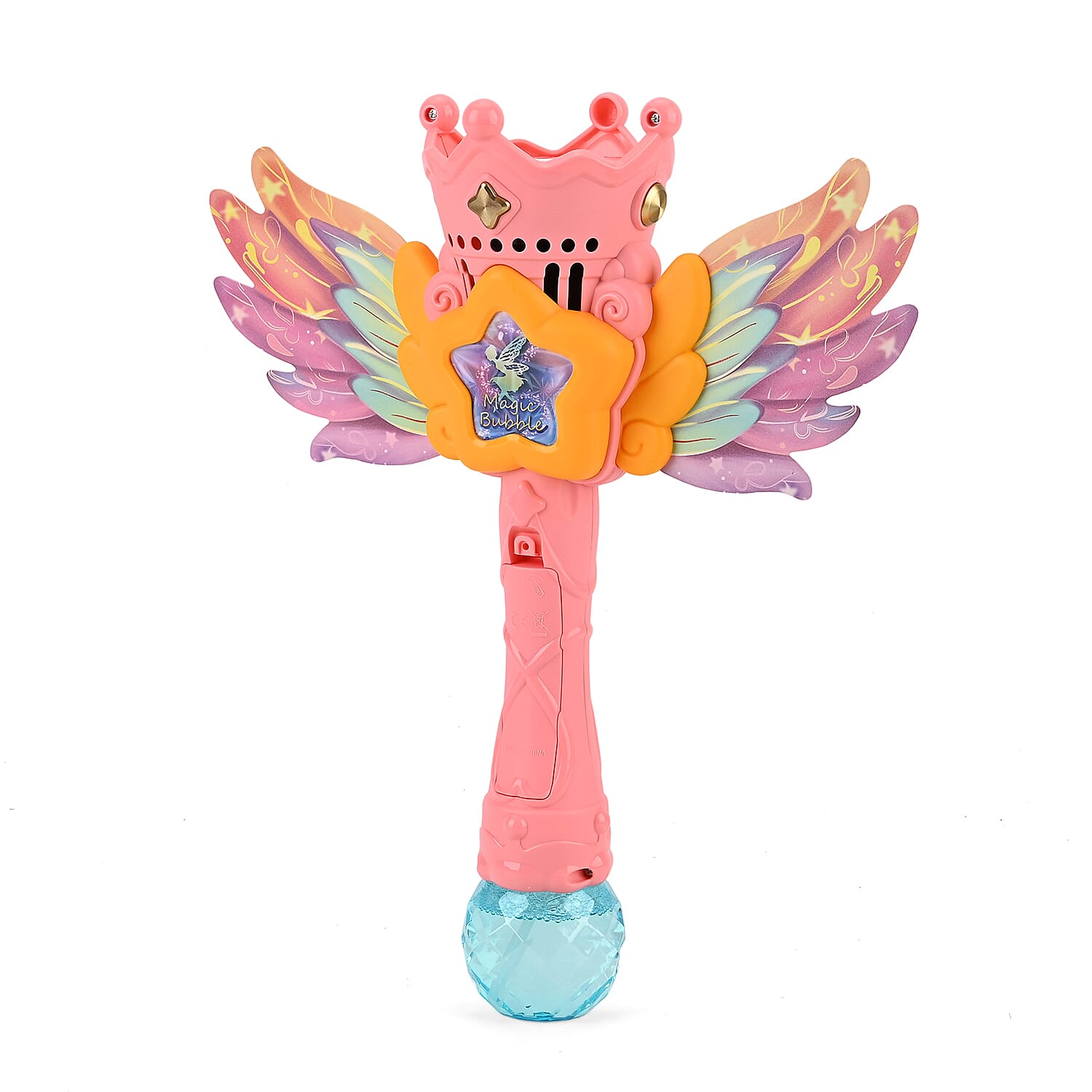 Magic Bubble Wand Toy Kit - Rechargeable Fairy Princess Bubble Machine Includes Li-ion Battery, USB Cable & 80ml Solution - Pink