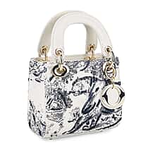 LA MAREY SIGNATURE Genuine Leather Tiger Sequins Embroidery Handbag - Blue