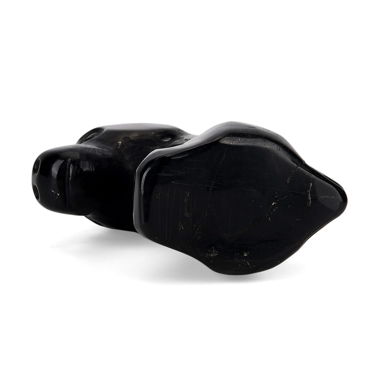 Shungite, Anthraxolite with Quartz Carving Unicorn Figurine (75mm) - Black