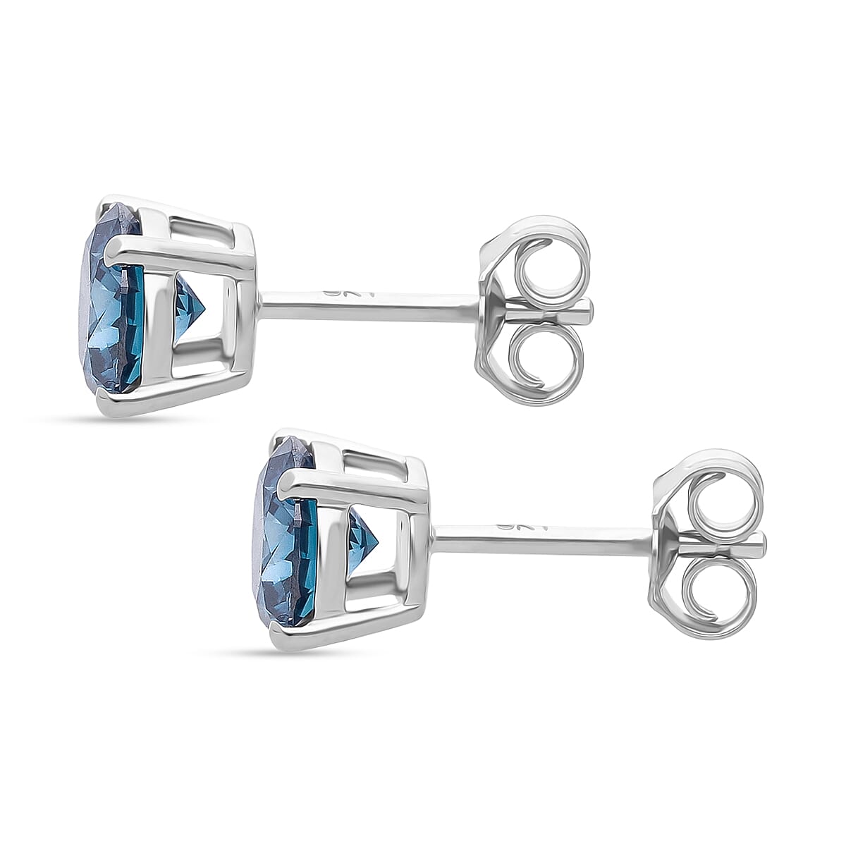 Luxuriant 9K White Gold SGL Certified Lab Grown Blue Diamond (VS) Earring 2.07 Ct.