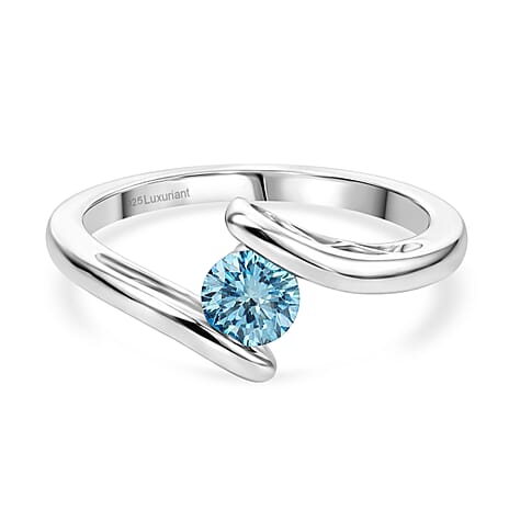 Luxuriant Lab Grown Blue Diamond Ring in Rhodium OverlaySterling Silver  0.500  Ct.