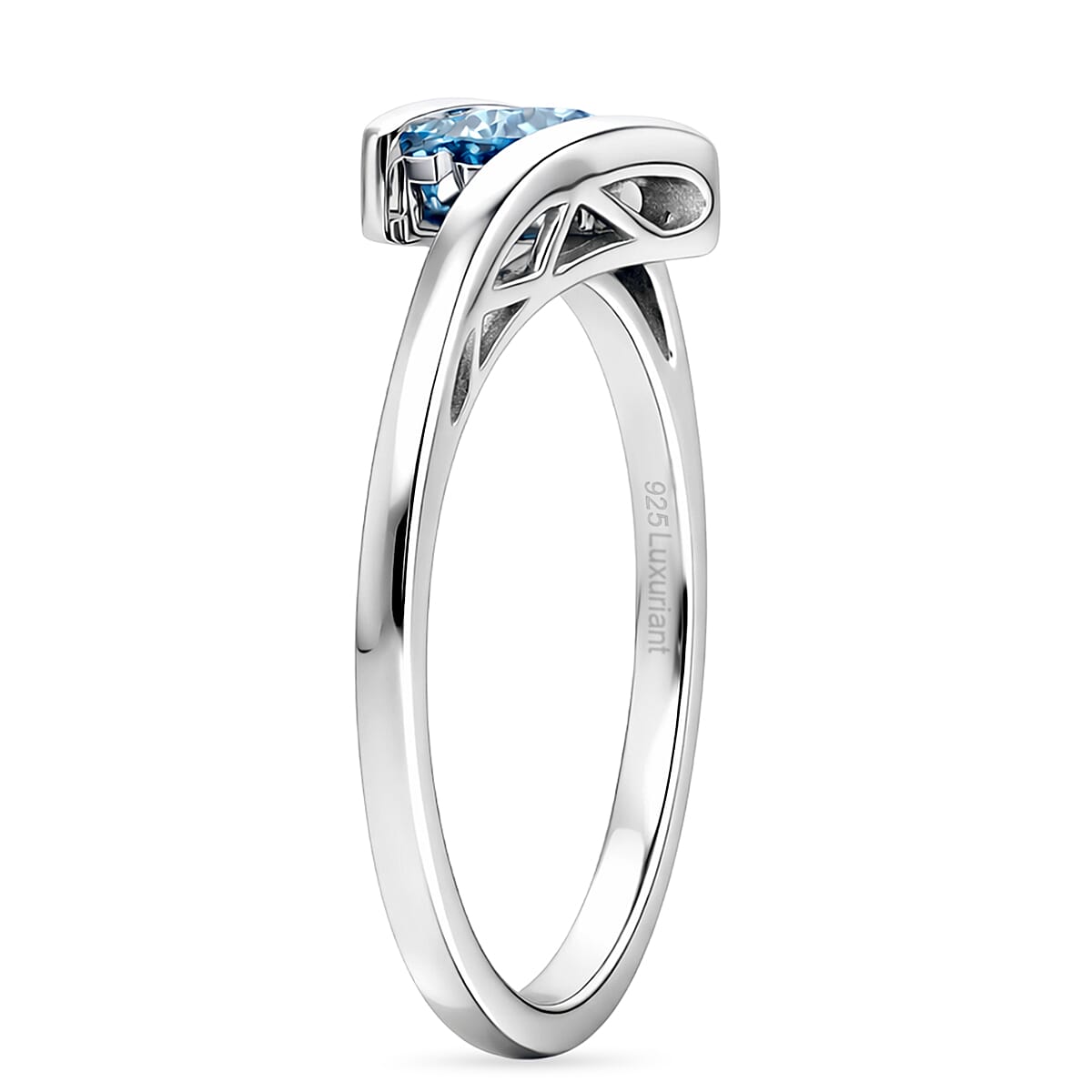 Luxuriant Lab Grown Blue Diamond Ring in Rhodium OverlaySterling Silver  0.500  Ct.