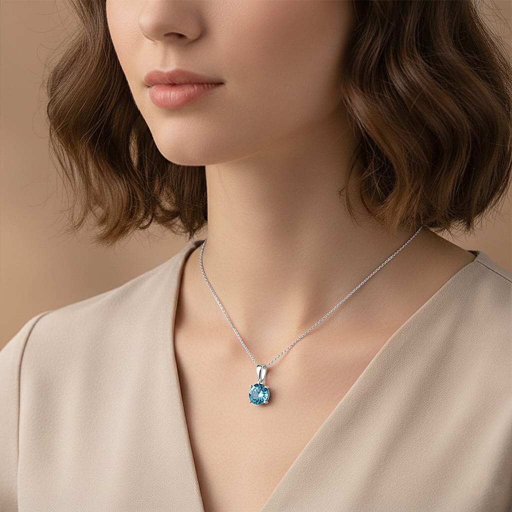 Close Out Deal - Luxuriant 9K White Gold SGL Certified VS Vivid Blue Lab Grown Diamond Pendant 1.00 Ct.