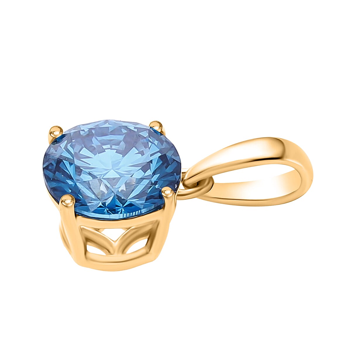 Close Out Deal - Luxuriant 9K Yellow Gold SGL Certified VS Vivid Blue Lab Grown Diamond Pendant 1.00 Ct.