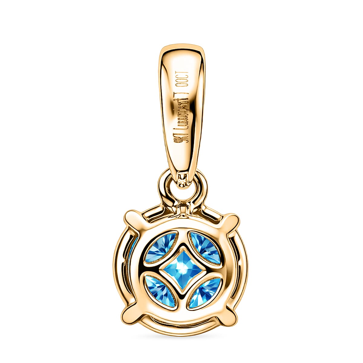 Close Out Deal - Luxuriant 9K Yellow Gold SGL Certified VS Vivid Blue Lab Grown Diamond Pendant 1.00 Ct.