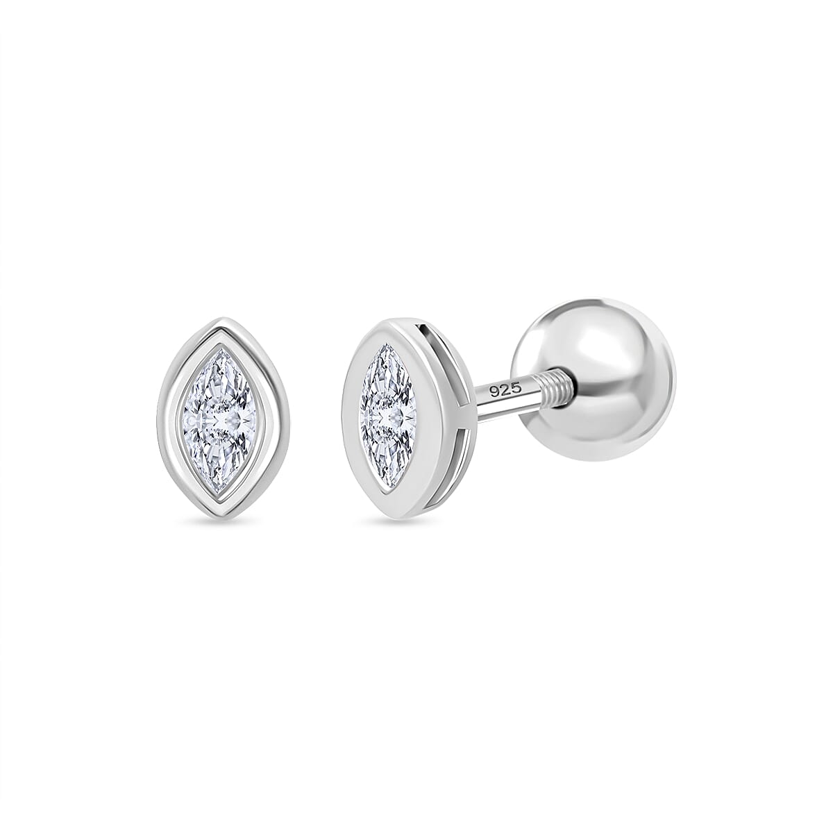 Luxuriant SI-GH Lab Grown Diamond Earring with Push Back in Rhodium Overlay Sterling Silver
