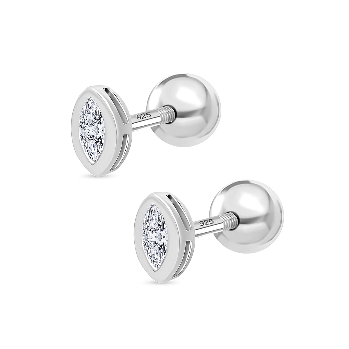 Luxuriant SI-GH Lab Grown Diamond Earring with Push Back in Rhodium Overlay Sterling Silver