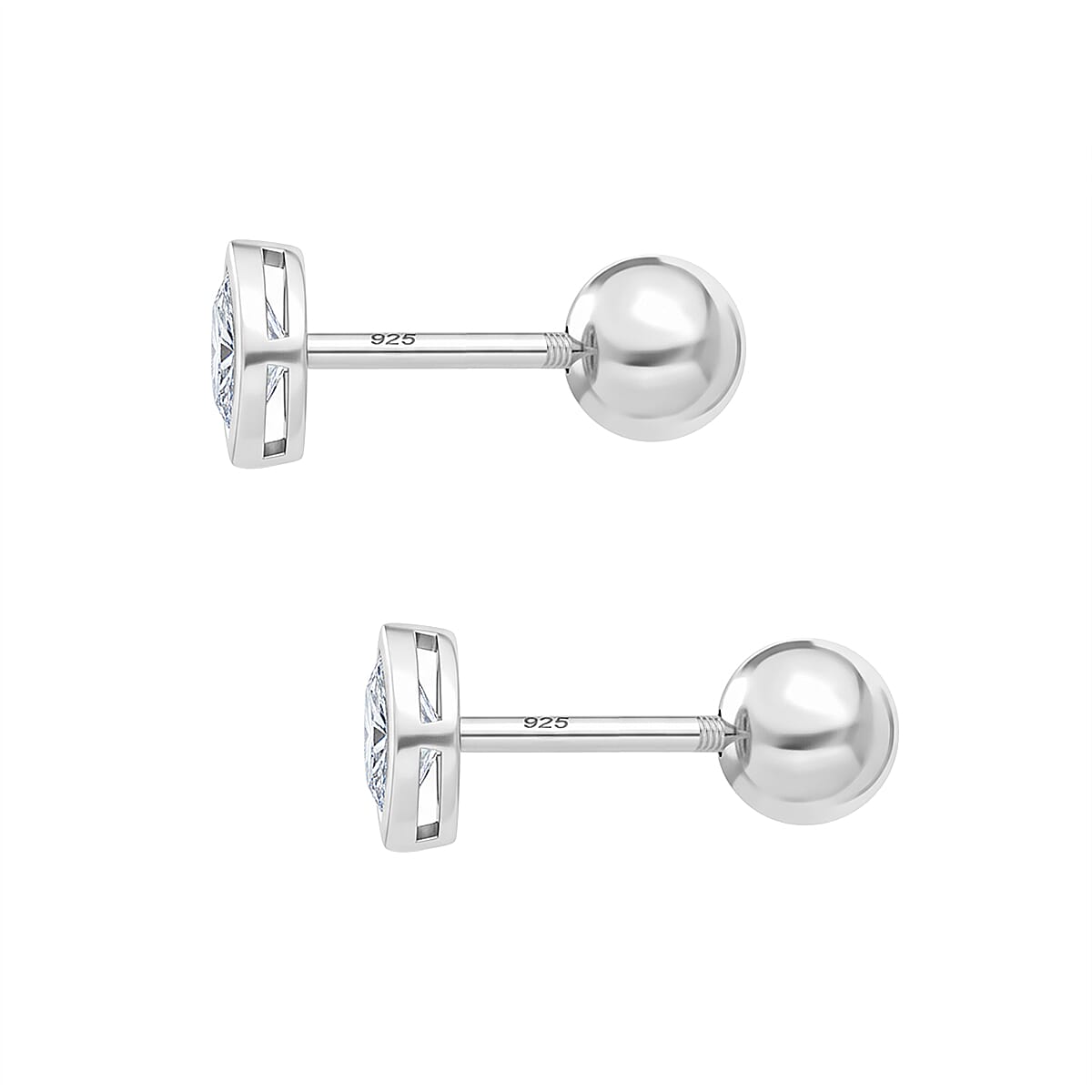Luxuriant SI-GH Lab Grown Diamond Earring with Push Back in Rhodium Overlay Sterling Silver