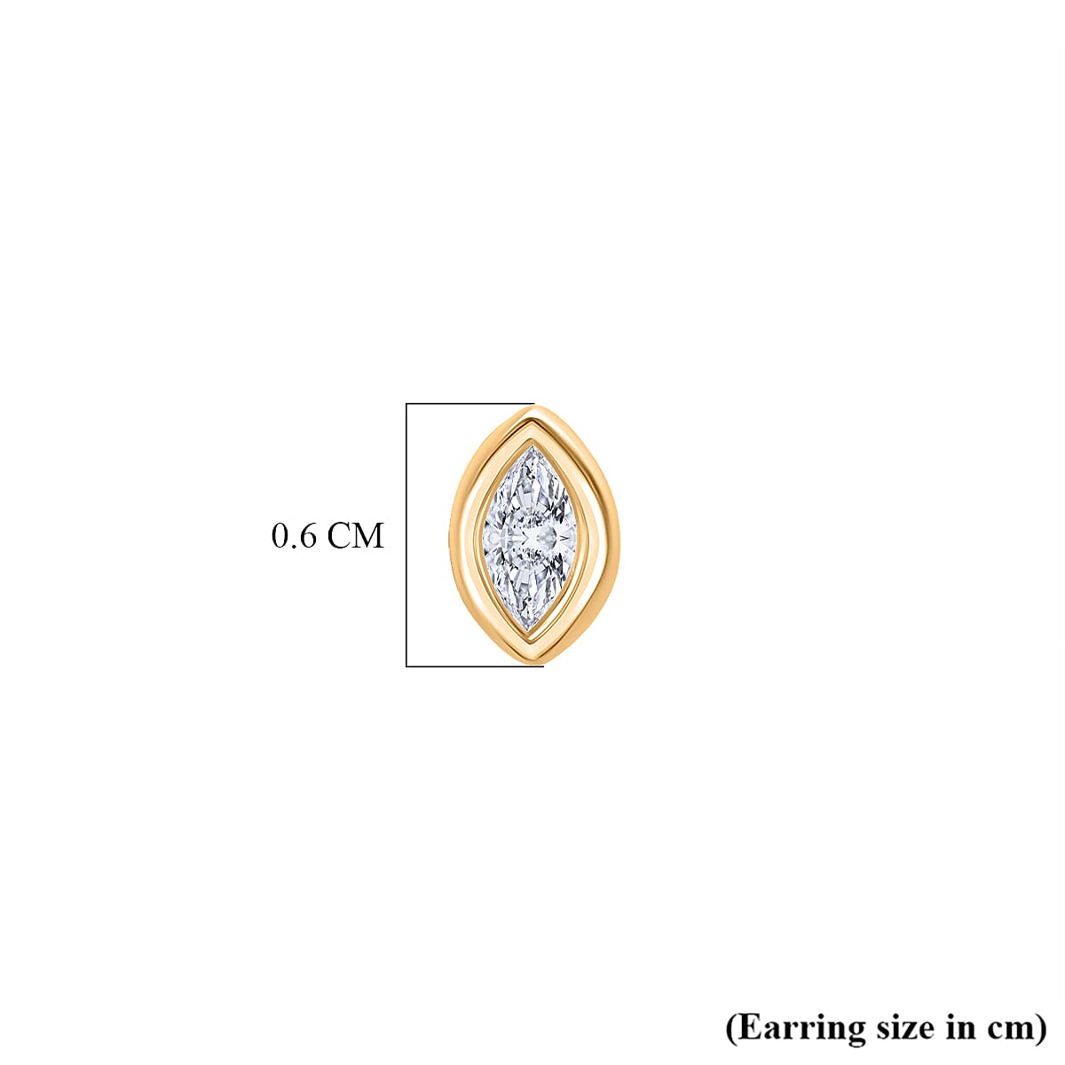Luxuriant SI-GH Lab Grown Diamond Earring with Ball Back in 18K Vermeil Yellow Gold Plated Sterling Silver