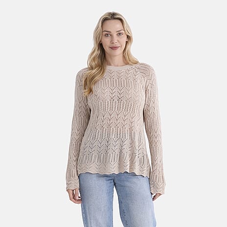 La Marey Scallop Detail Light Weight Jumper (Size - XL, 20-22) - Beige
