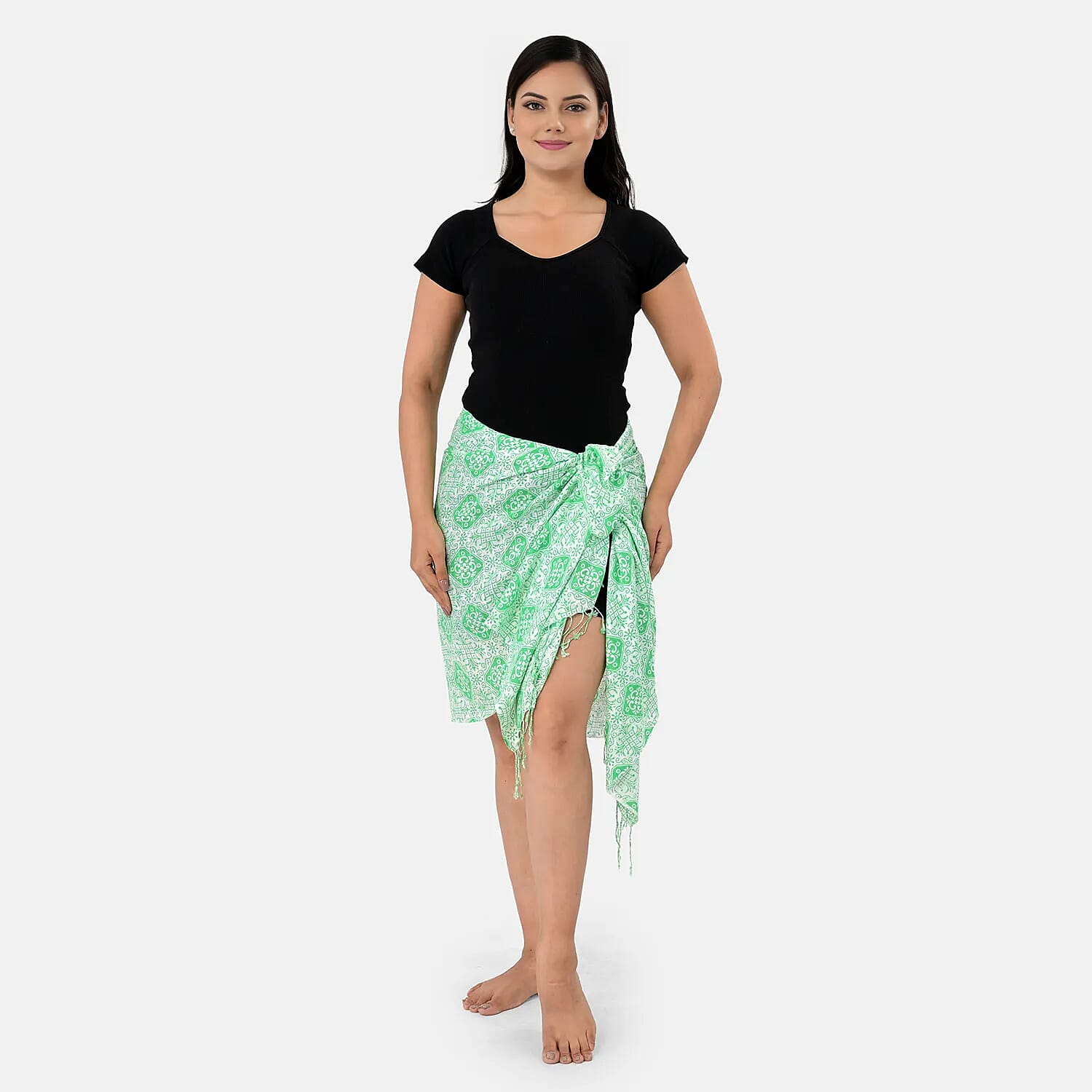 La Marey Womens Printed Viscose Sarong Beach Wrap (178 x 66cm) - Green