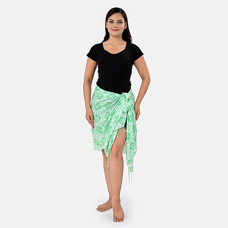La Marey Womens Printed Viscose Sarong Beach Wrap (178 x 66cm) - Green