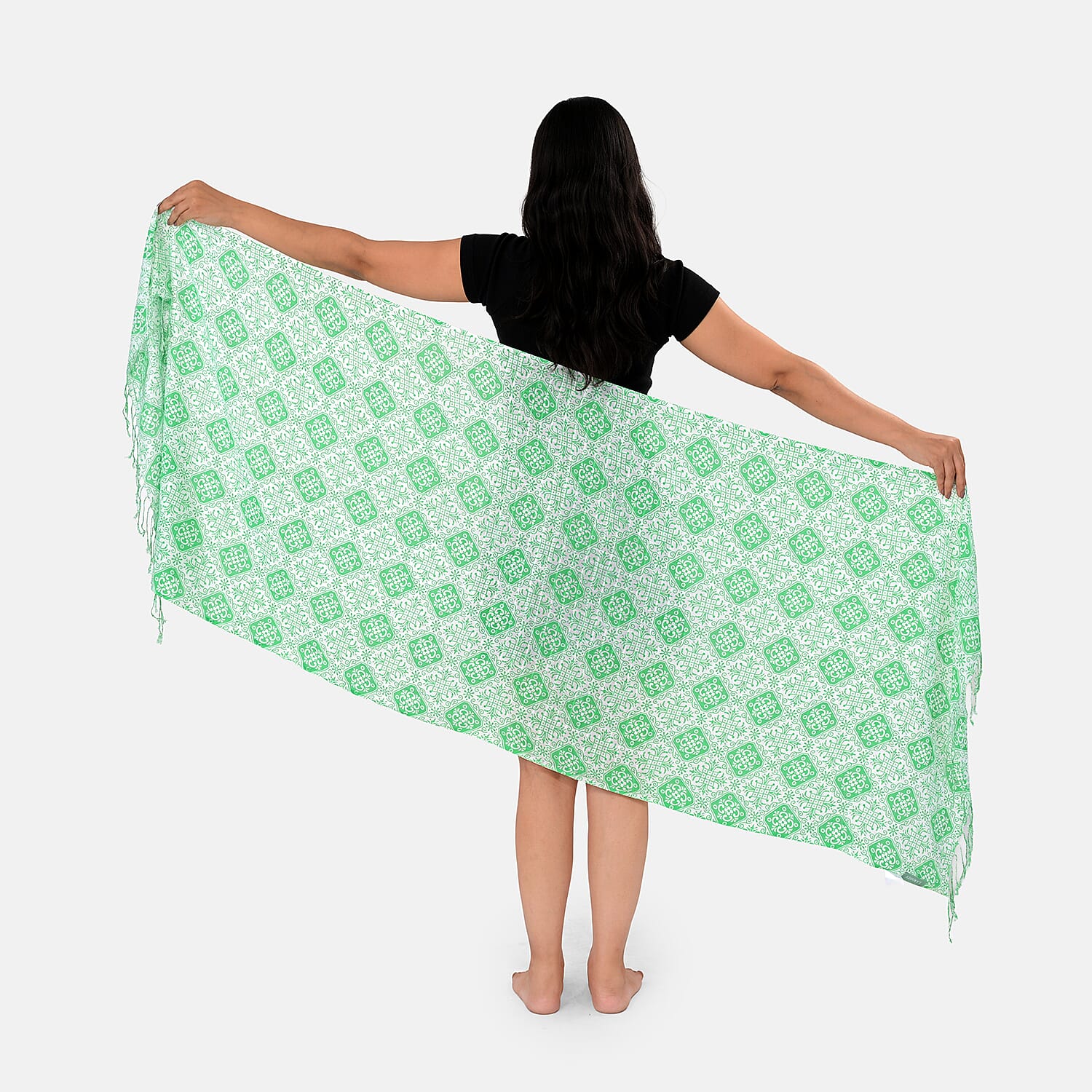 La Marey Womens Printed Viscose Sarong Beach Wrap (178 x 66cm) - Green