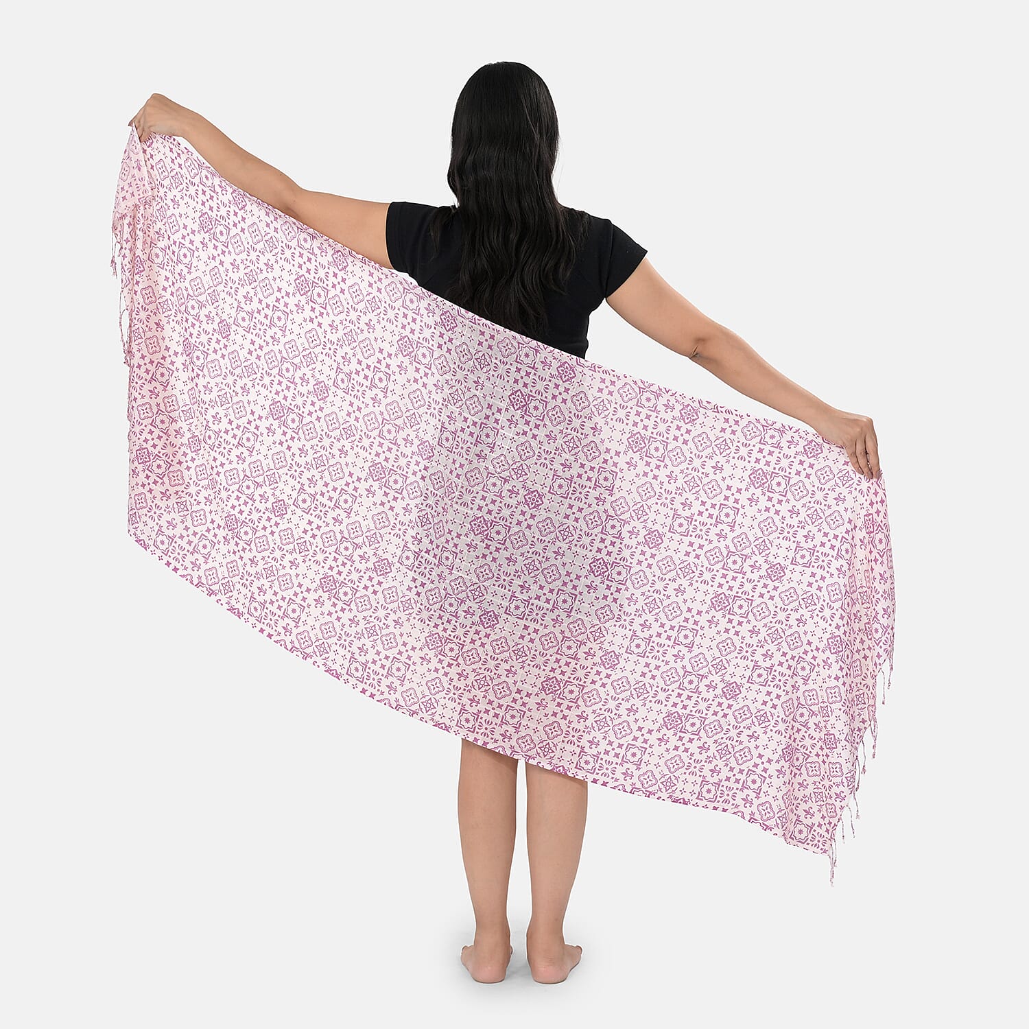 La Marey Printed Stole (Size 178x1 cm) - Purple