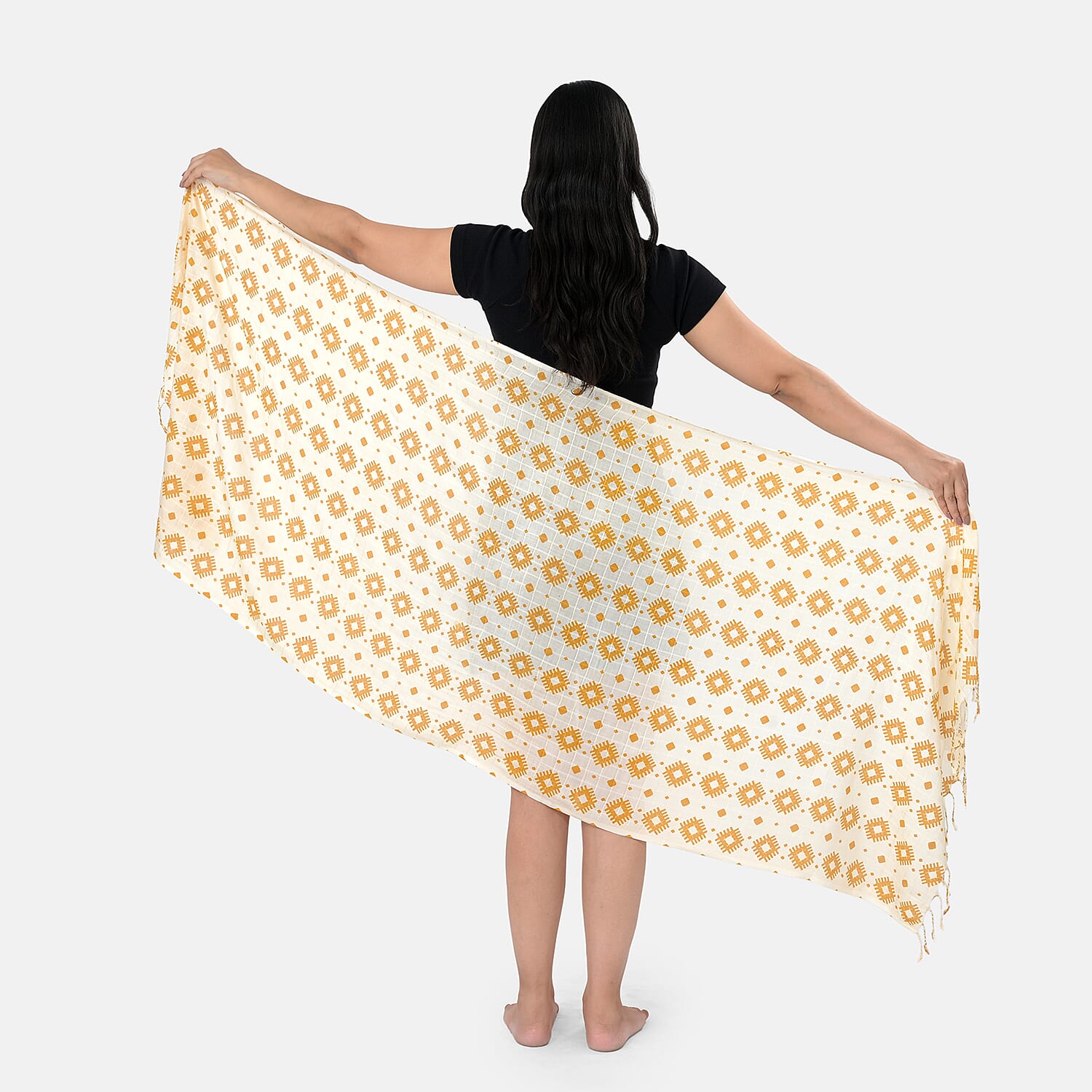 La Marey Printed Stole (Size 178x1 cm) - Yellow