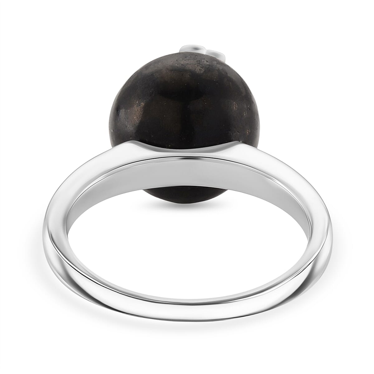 D'Joy - Natural Shungite Celestial Cabochon Ring in Rhodium Overlay Sterling Silver 12.50 Ct