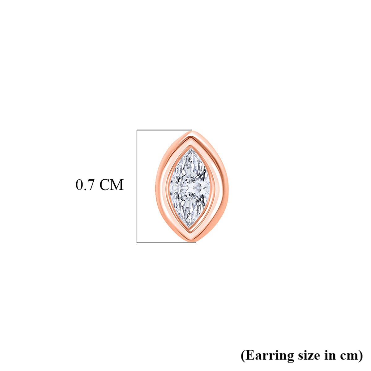 Luxuriant SI-GH Lab Grown Diamond Earring with Screw Back in 18K Vermeil Rose Gold Plated Sterling Silver