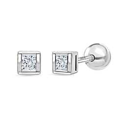 Luxuriant SI-GH Lab Grown Diamond Earring with Ball Screw Back in 18K Vermeil Rose Gold Plated Sterling Silver