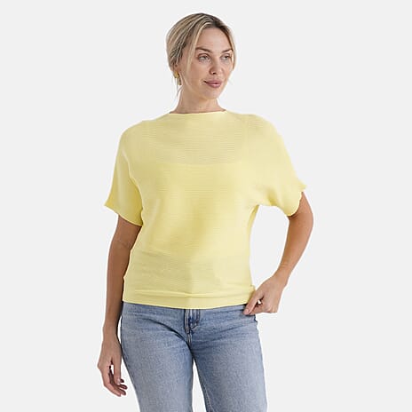 Styledby One-Size Casual Short Sleeve Jumper - Yellow