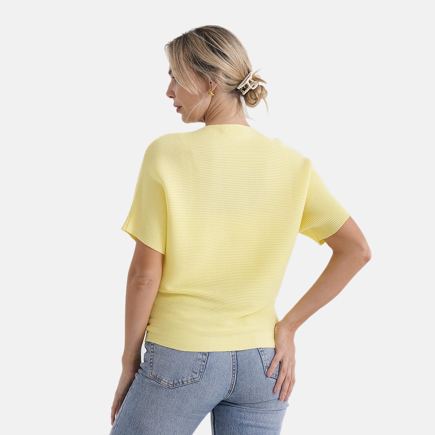 Styledby One-Size Casual Short Sleeve Jumper - Yellow