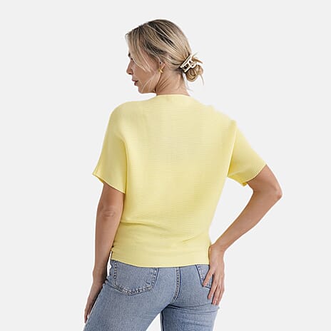 Styledby One-Size Casual Short Sleeve Jumper - Yellow