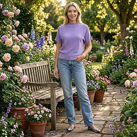 Styledby One-Size Casual Short Sleeve Jumper - Purple