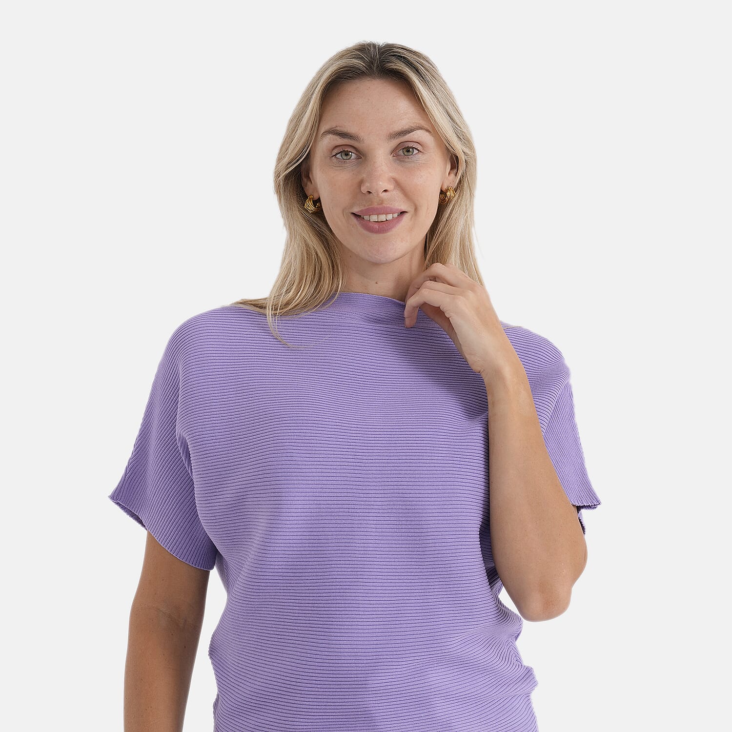 Styledby One-Size Casual Short Sleeve Jumper - Purple